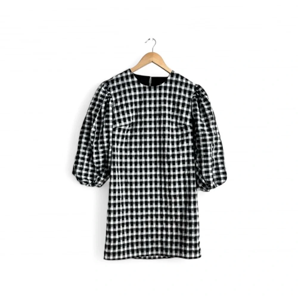 J. Crew Puff-Sleeve Mini Dress in Textured Plaid - Picture 4 of 10